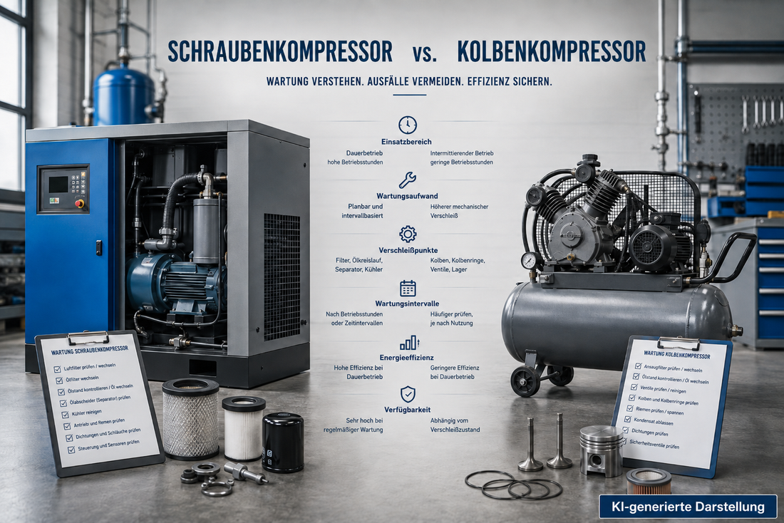 Schraubenkompressor vs. Kolbenkompressor