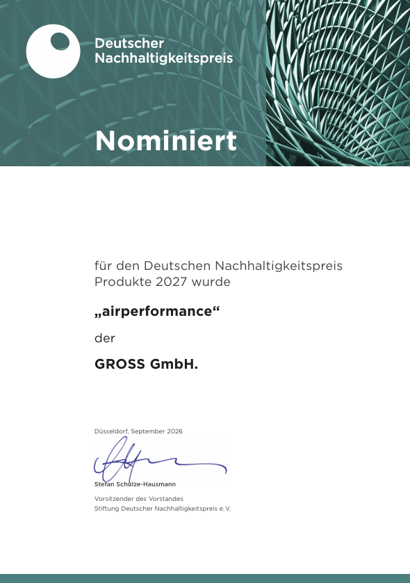 Nominierungsurkunde des Deutschen Nachhaltigkeitspreis Produkte
