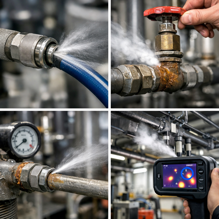 Leckagen ion der Druckluft sorgen für hohe Energieverluste