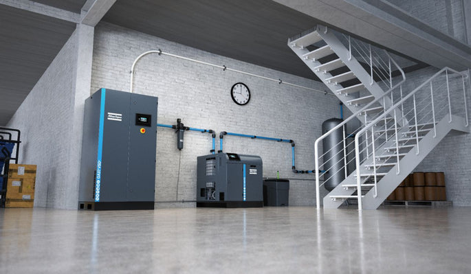 Installationsbeispiel eines Kältetrockner nach Kompressor und Druckluftfilter
