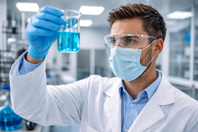 Drucklufttechnik hilft Wissenschaftlern im Chemiewerk bei der Untersuchung von Chemikalien