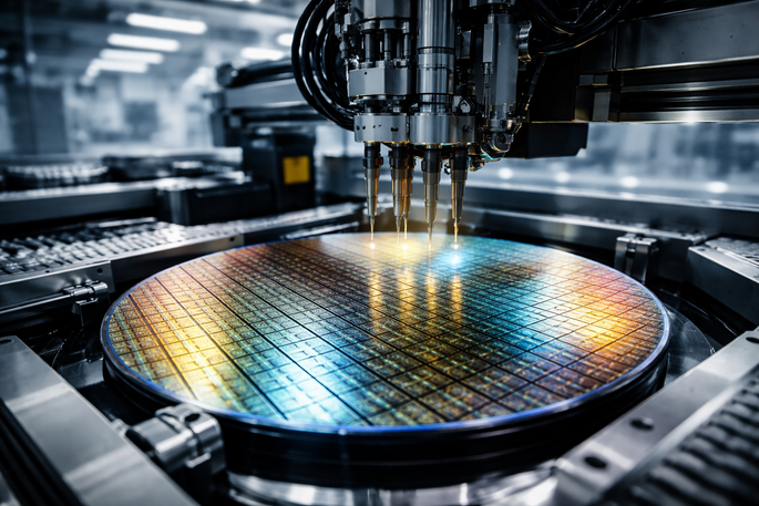 Drucklufttechnik in der Elektronikindustrie sorgt für präzise Fertigung eines Wafers