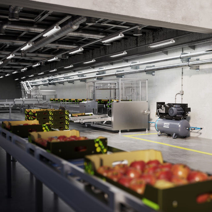 Atlas Copco Ölfreier Kompressor der SF-Baureihe im Lebensmittelbetrieb